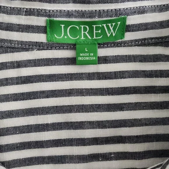 J.Crew Women's Striped Long Shirt Linen Blend Size L - Picture 6 of 6